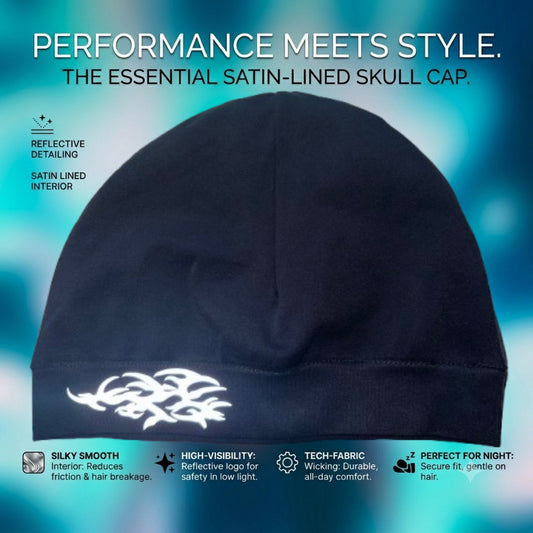 Black Satin-lined Skull Cap
