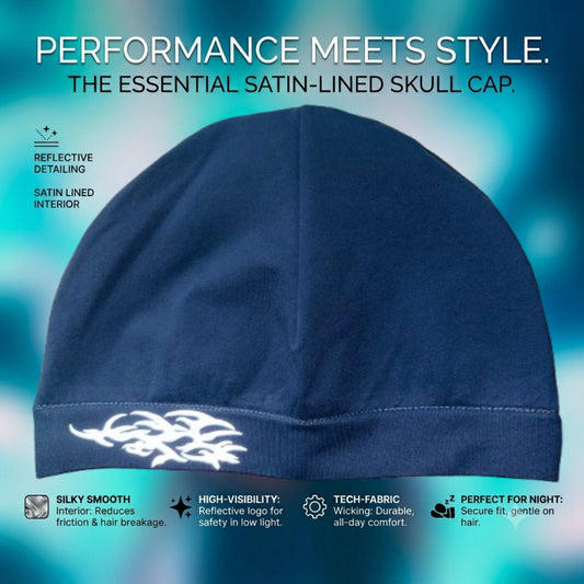 Blue Satin-Lined Skull Cap